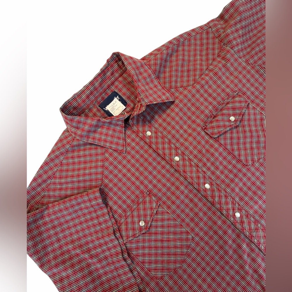 Wrangler Western Pearl Snap Red Plaid Shirt Men’s 3X Tall